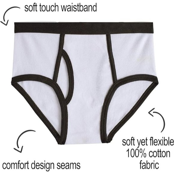 MALLARY BY MATTHEW Boys 100% Cotton Briefs Underwear (8 Pack) Black/White Briefs - Picture 2 of 7